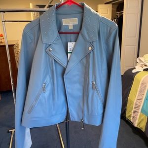 WOMENS MICHAEL KORS FAUX LEATHER STUDDED JACKET L